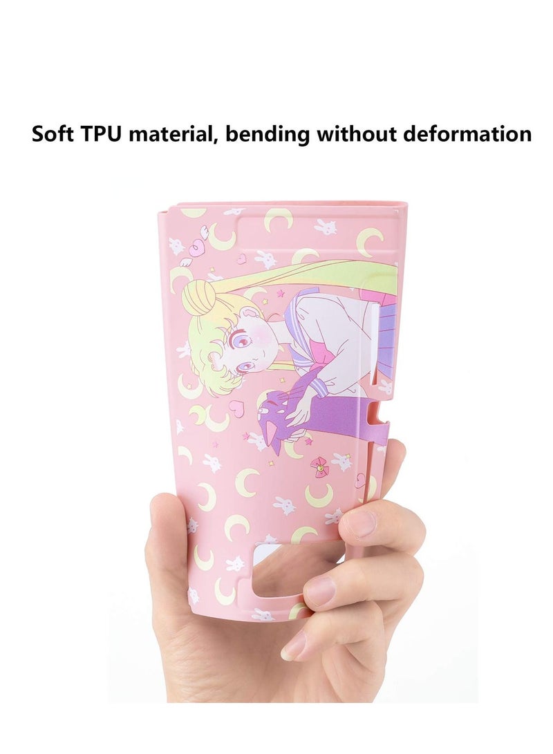 Cute Protective Case for Nintendo Switch - Soft Slim Grip Cover Shell for Console and Joy-Con with Screen Protector, Thumb Grips, Anti-Scratch (Sailor Moon)