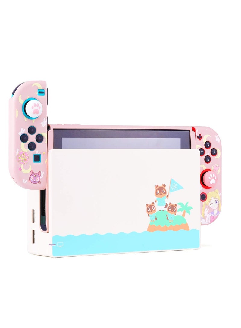 Cute Protective Case for Nintendo Switch - Soft Slim Grip Cover Shell for Console and Joy-Con with Screen Protector, Thumb Grips, Anti-Scratch (Sailor Moon)