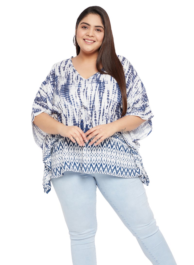 Women 3/4 Sleeve  V Neck Loose Fit Casual Short Tunic Tops Poolside Kaftan