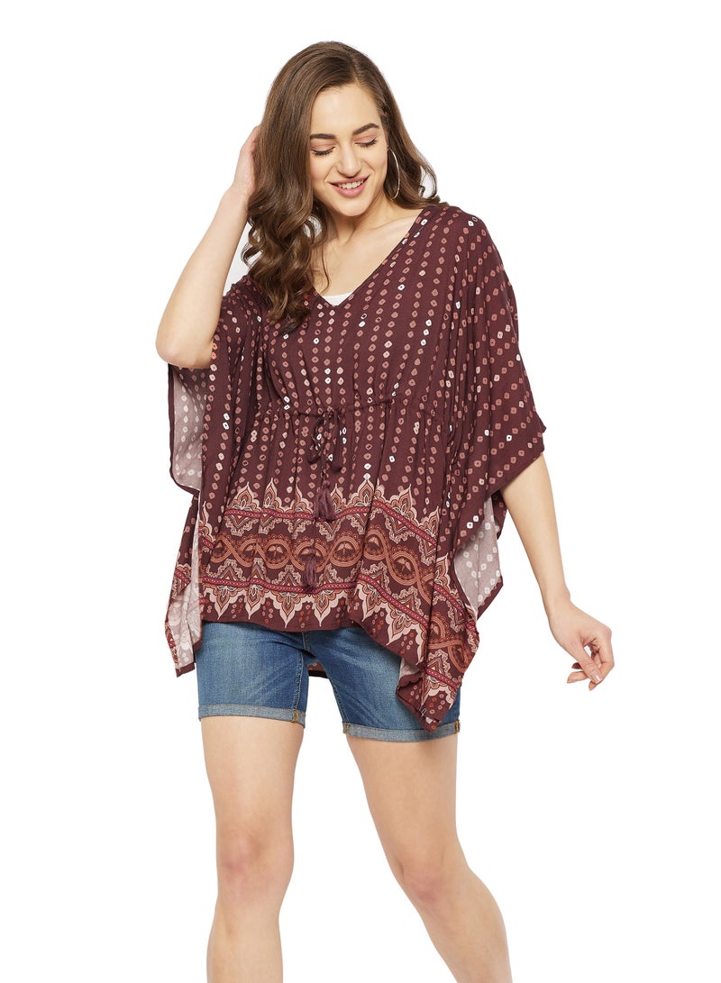 Women Rayon V Neck Short Tunic Top Swimwear Cover up  Kaftan  For Women