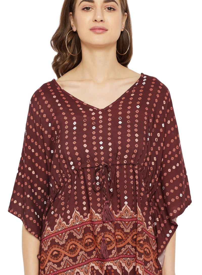 Women Rayon V Neck Short Tunic Top Swimwear Cover up  Kaftan  For Women