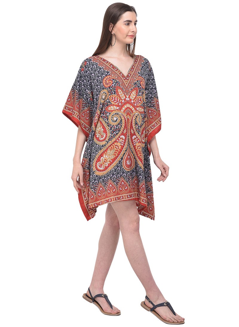 V Neck Plus Size  Multicolor Swimwear Bathing suit Cover Up Short Loungewear Caftan For Women