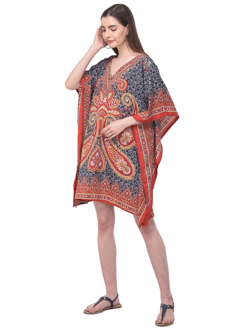 V Neck Plus Size  Multicolor Swimwear Bathing suit Cover Up Short Loungewear Caftan For Women