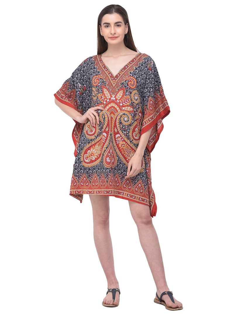 V Neck Plus Size  Multicolor Swimwear Bathing suit Cover Up Short Loungewear Caftan For Women