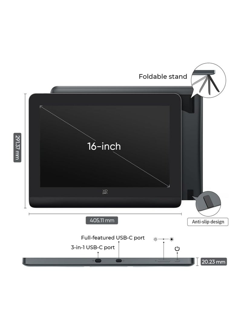 Artist Pro (Gen 2) Drawing Display Computer Digital Graphic Tablet with Battery-Free Stylus Supports 16K Pressure (16 Inch)