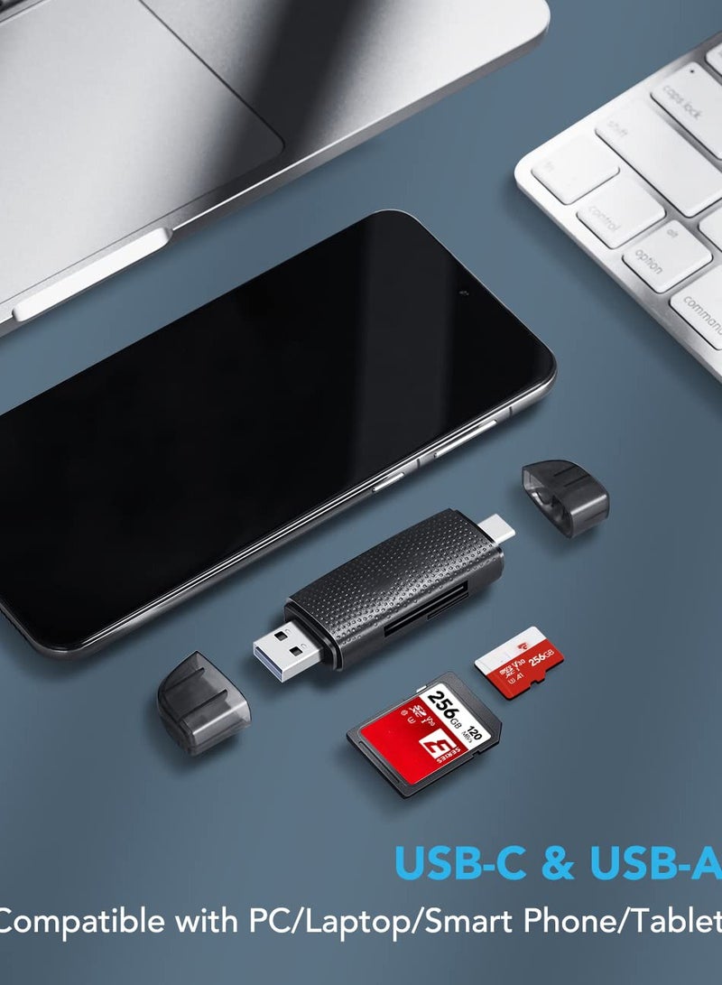 RW310 Memory Card Reader, USB 3.2 Gen 1 Up to 170MB/s Speeds 2 in 1 USB-C USB-A for SD/Micro SD/SDHC/SDXC Camera Card Reader Adapter, OTG Micro SD Card Reader for PC/Laptop/Smart Phone/Tablet