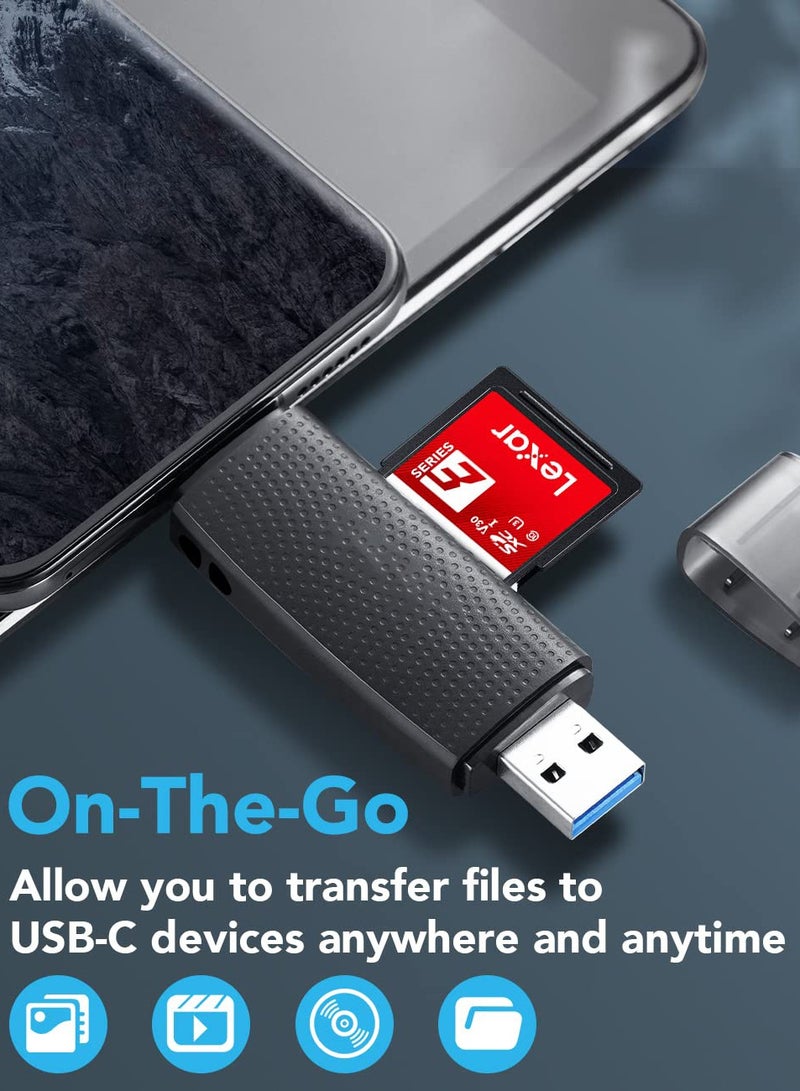 RW310 Memory Card Reader, USB 3.2 Gen 1 Up to 170MB/s Speeds 2 in 1 USB-C USB-A for SD/Micro SD/SDHC/SDXC Camera Card Reader Adapter, OTG Micro SD Card Reader for PC/Laptop/Smart Phone/Tablet