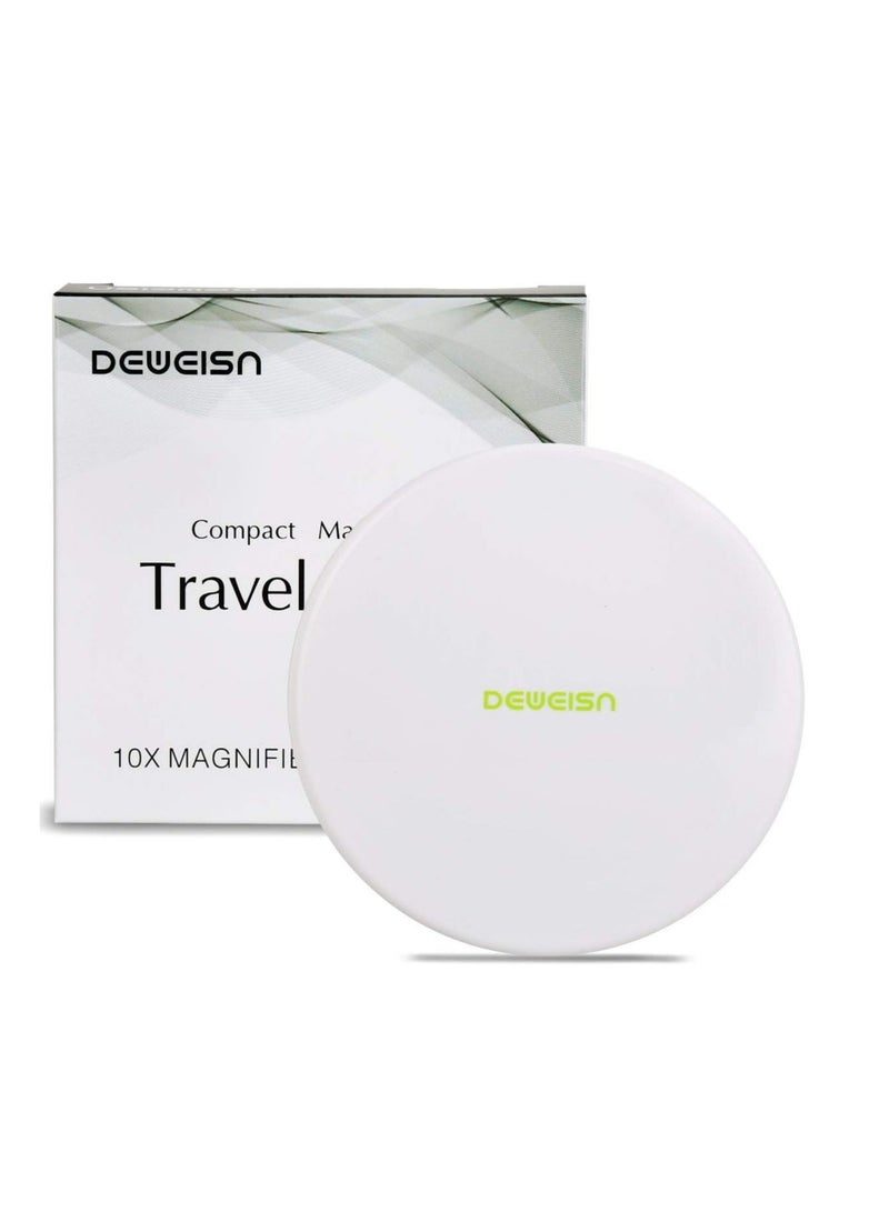 deweisn Magnifying Compact Cosmetic Mirror Elegant Compact Pocket Makeup Mirror, Handheld Travel Makeup Mirror with Powerful 10x Magnification and 1x True View Mirror for Travel or Your Purse