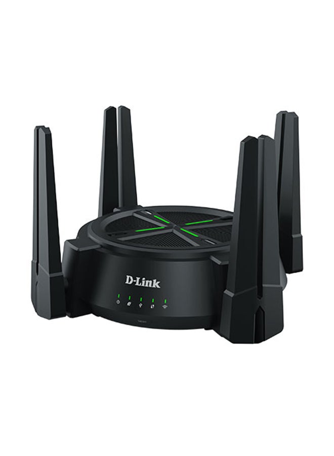 DIR-X6080Z AX6000 Multi Gigabit Dual-Band Wi-Fi 6 Router, Next-Gen 6000Mbps Speeds, Wi-Fi speeds of 6.0 Gbps, OFDMA and MU-MIMO, 2.5G Multi-Gigabit Port; 1× 2.5 Gbps WAN + 1× 2.5 Gbps LAN 3× Gigabit LAN ports + 1× USB 3.0 port, Beamforming, eight antennas, Extreme powerful Quad-Core CPUs at 2.0GHz, support Easy mesh Black