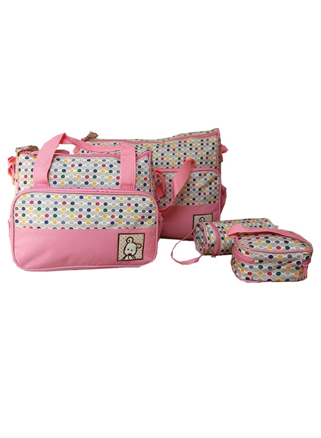 5-Piece Baby Nappy Travel Tote Dotted Handbag Set