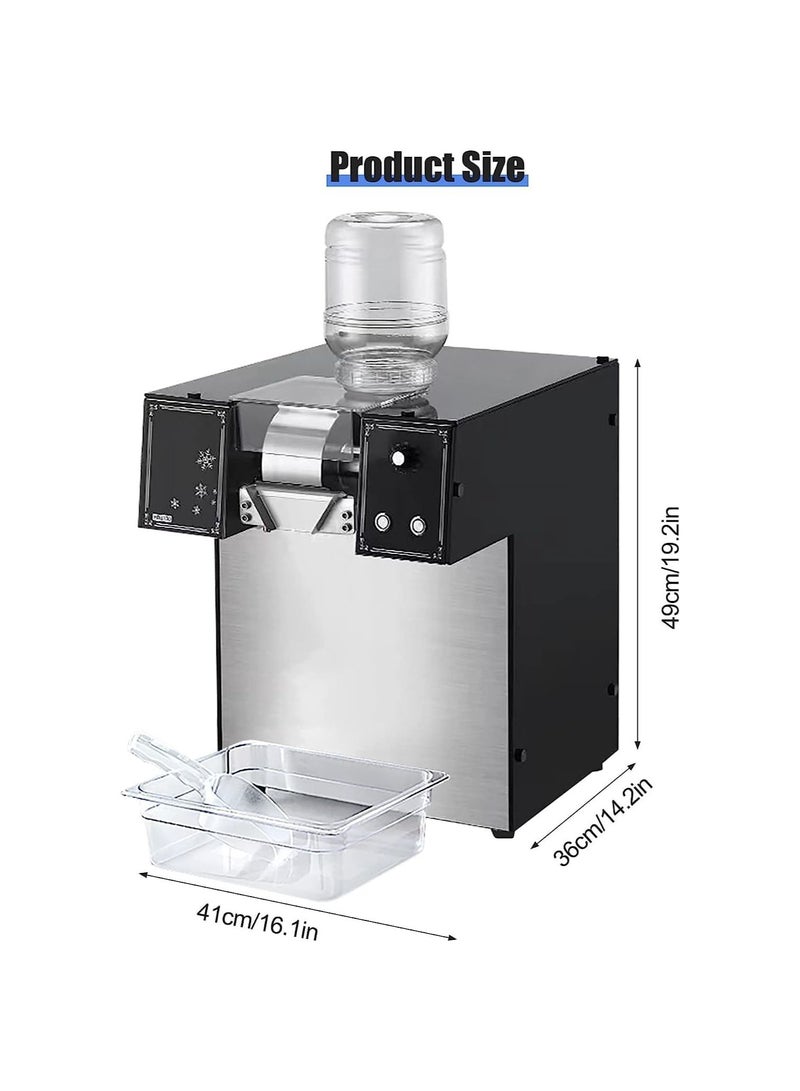 COOLBABY Snowflake Ice Shaving Crusher Machine Commercial Smoothie Milk Tea Shop Snow Cone Maker Thickness Adjustable for Bar Cocktails/Milk