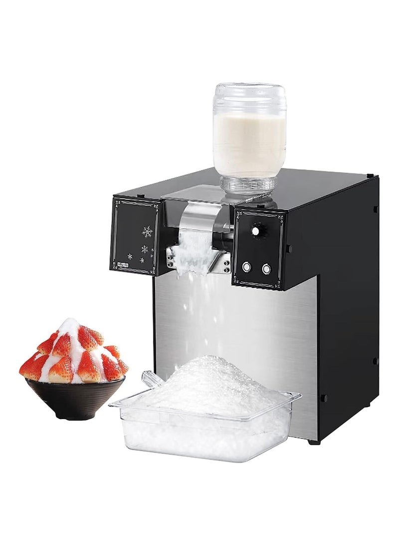 COOLBABY Snowflake Ice Shaving Crusher Machine Commercial Smoothie Milk Tea Shop Snow Cone Maker Thickness Adjustable for Bar Cocktails/Milk