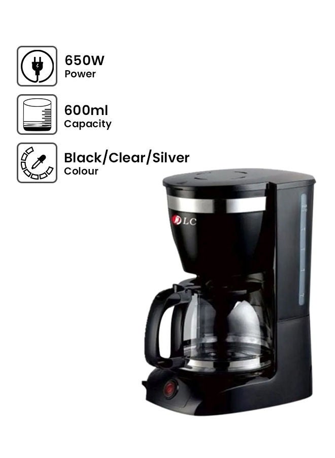 Electric Liquid Filter Coffee Machine 600.0 ml 650.0 W 830 Black/Clear/Silver