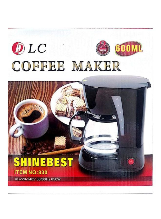 Electric Liquid Filter Coffee Machine 600.0 ml 650.0 W 830 Black/Clear/Silver