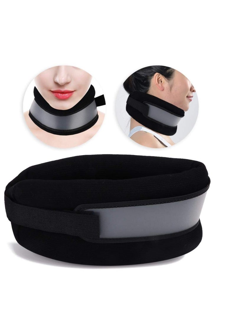 Soft Foam Neck Brace for Neck Pain and Support, Adjustable Plastic Part, Soft Cervical Collar for Sleeping, Vertebrae Whiplash Wrap Aligns, Stabilizes & Relieves Pressure in Spine, Black