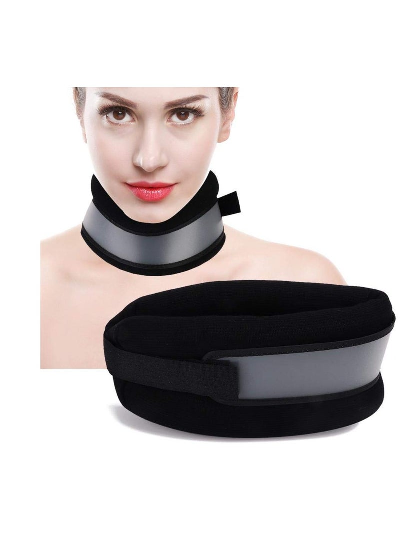 Soft Foam Neck Brace for Neck Pain and Support, Adjustable Plastic Part, Soft Cervical Collar for Sleeping, Vertebrae Whiplash Wrap Aligns, Stabilizes & Relieves Pressure in Spine, Black