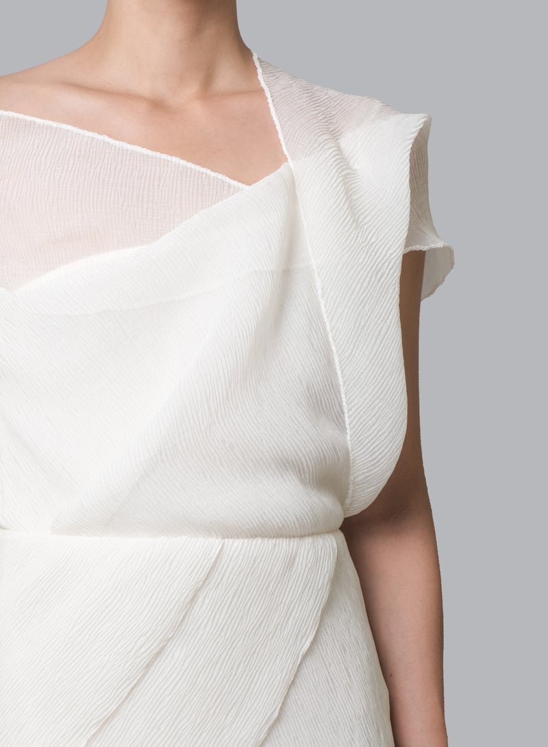 MUST HAVE • IVORY TULLE OFF ONE-SHOULDER MIDI SKIRT