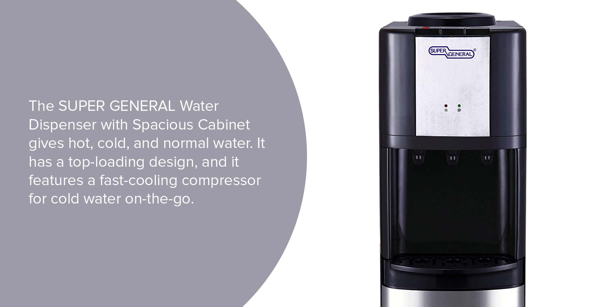Water Dispenser With Spacious Cabinet 10L SGL2271 Silver/Black