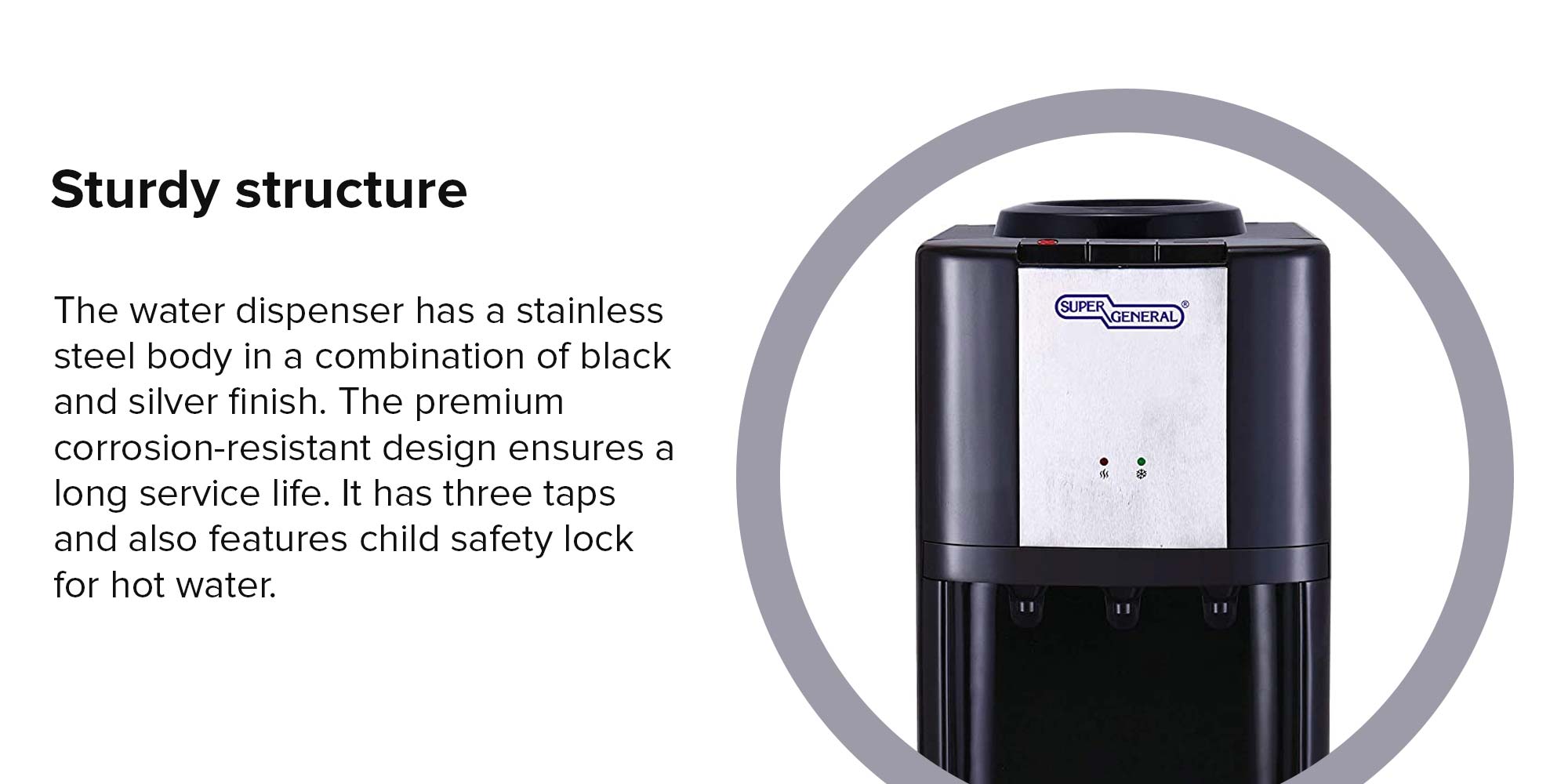 Water Dispenser With Spacious Cabinet 10L SGL2271 Silver/Black