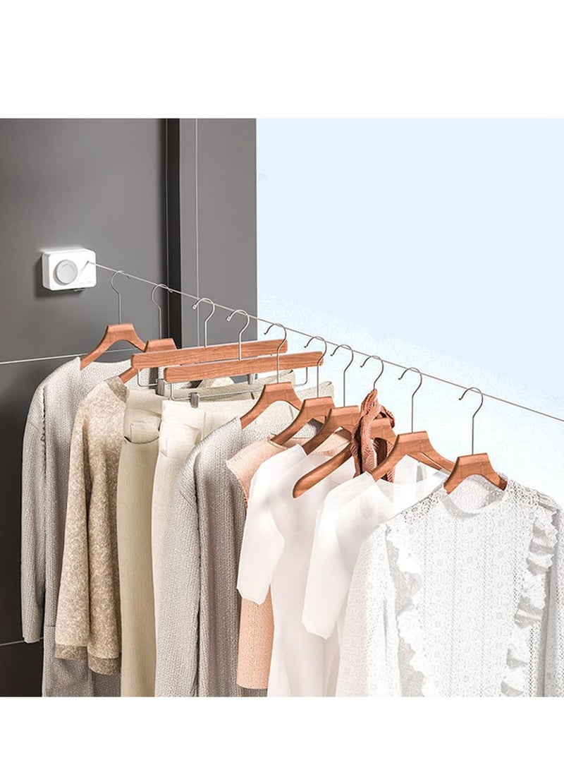 Heavy Duty Retractable Clothesline, 13.8 Ft Wall Mounted Indoor/Outdoor Laundry Line, Space Saving and Easy Installation, Supports 50lbs, White