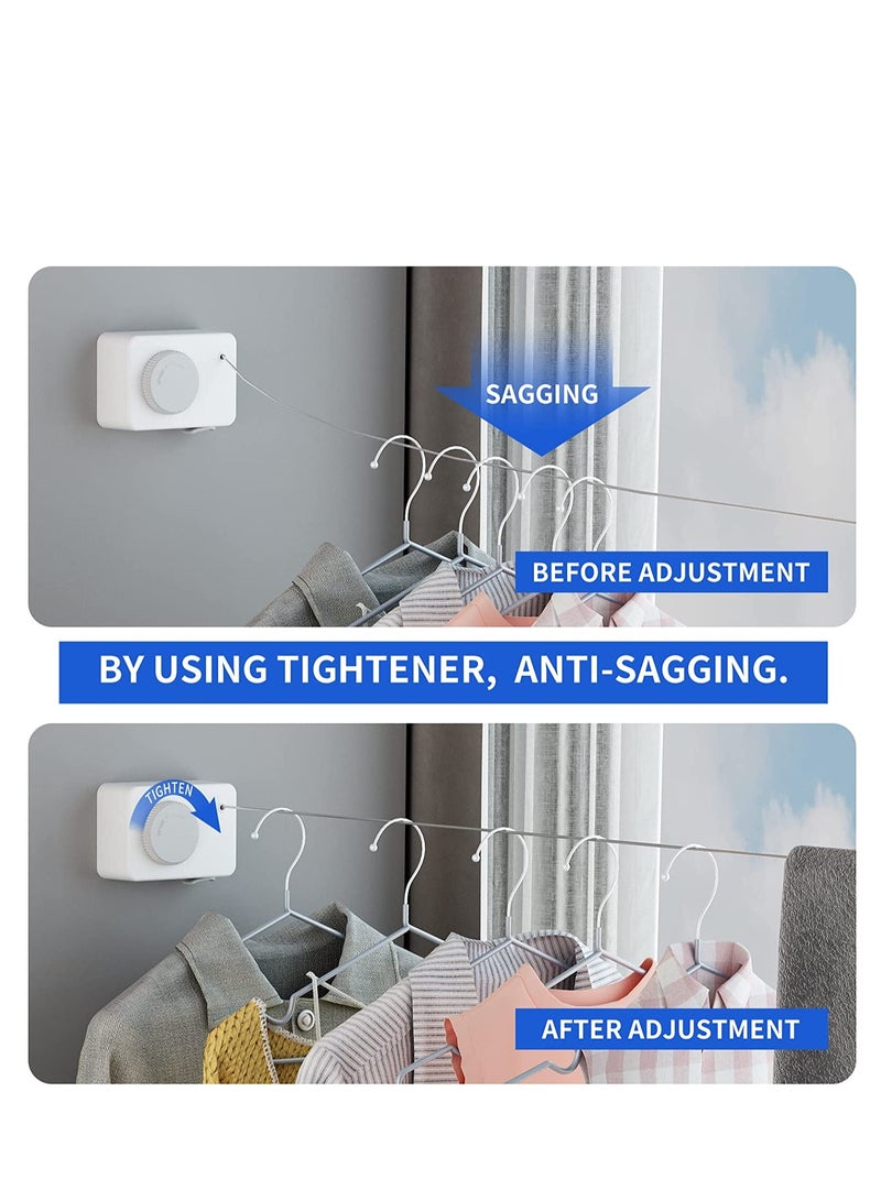 Heavy Duty Retractable Clothesline, 13.8 Ft Wall Mounted Indoor/Outdoor Laundry Line, Space Saving and Easy Installation, Supports 50lbs, White