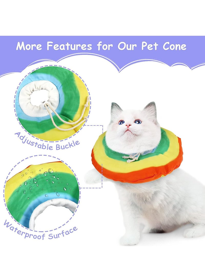 Cat Cone After Surgery, Pet Soft Recovery Collar Cones for Kitten Small Dogs Anti Licking Wounds, Adjustable Cats E Collar Cute Waterproof Elizabethan Collars, L