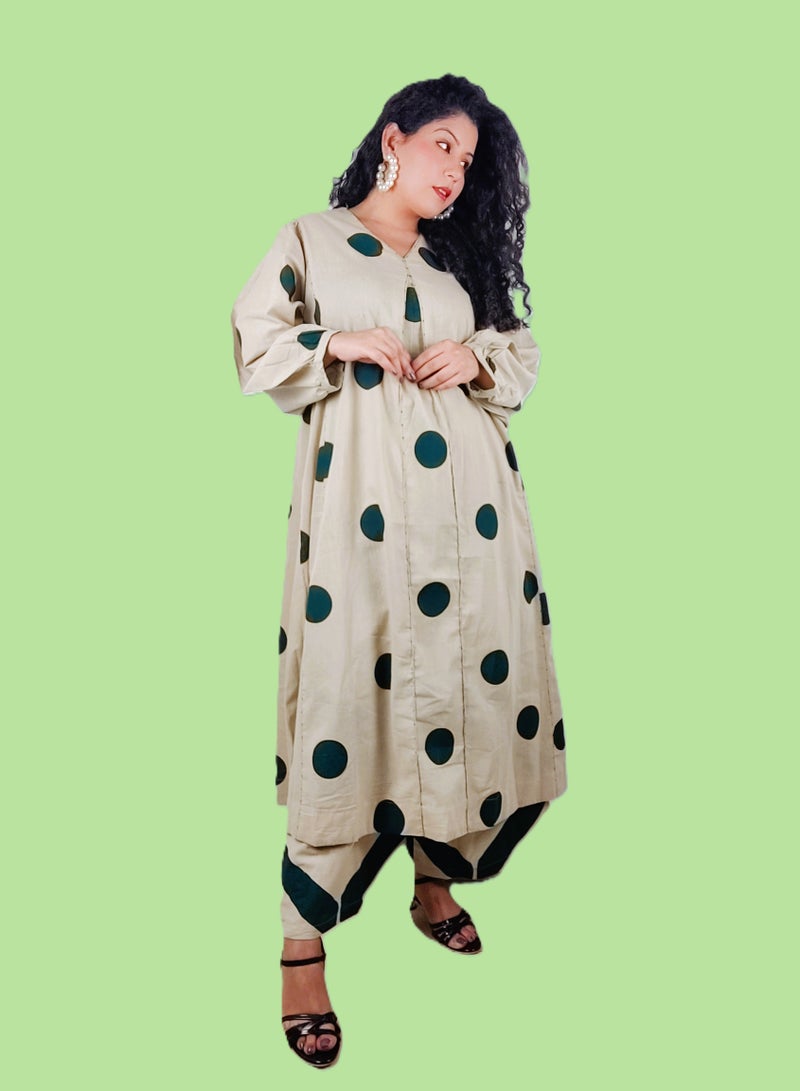 Flared Cotton Kurta Pant 2pc Set | Indian Dress for Women | Traditional Dress Salwar Kameez Kurti Pant Dupatta Set | Ready to Wear Ethnic Kurta Set