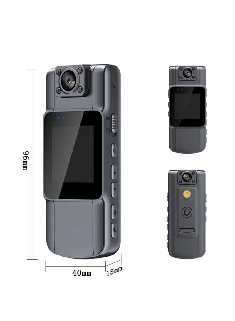 Pocket Camcorder, 1080p Min Cam with 180° Rotatable Lens Night Vision Cameras Video Recorder Portable Wearable Bodycam, 1.4 in Screen to Playback Mini Cam for Outdoor, Cycling, Work Records