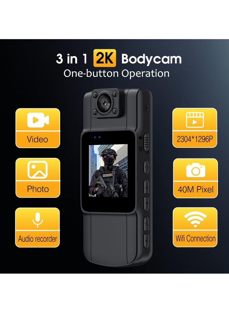 Pocket Camcorder, 1080p Min Cam with 180° Rotatable Lens Night Vision Cameras Video Recorder Portable Wearable Bodycam, 1.4 in Screen to Playback Mini Cam for Outdoor, Cycling, Work Records