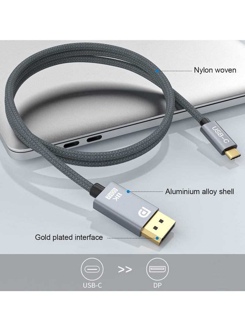 USB C to DisplayPort, 8K 60Hz Non-Bidirectional Type C to DP Cable 6.6FT/2M(4K 60Hz 144Hz 120Hz) 32.4Gbps, C to DP Cord for MacBook Pro, MacBook Air/iPad Pro 2020, XPS