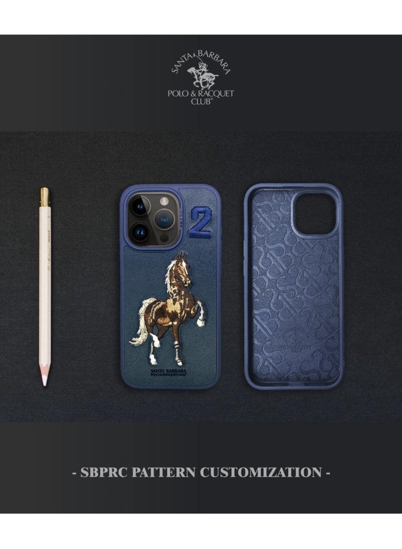 Boris Series Horse Embroidery MagSafe Phone Case for iPhone 15 Pro Max – Shockproof, Premium Pleather & TPU, Anti-Slip Grip, Raised Edges for Screen & Camera Protection, Scratch-Resistant, Lightweight & Slim Design – Titanium Gray