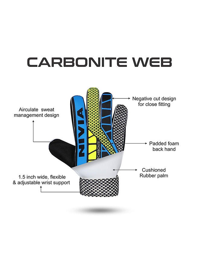 Carbonite Web Goalkeeper Latex Double Hand Gloves with Grip | Small | for Men & Women | for Football, Soccer goalkeeping
