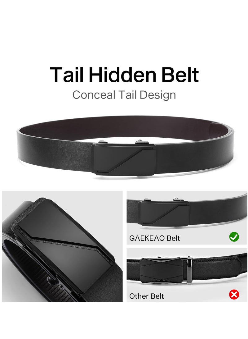 Leather Ratchet Belt for Men, Automatic Adjustable Click Buckle Belts, for Dress Casual Trim to Fit
