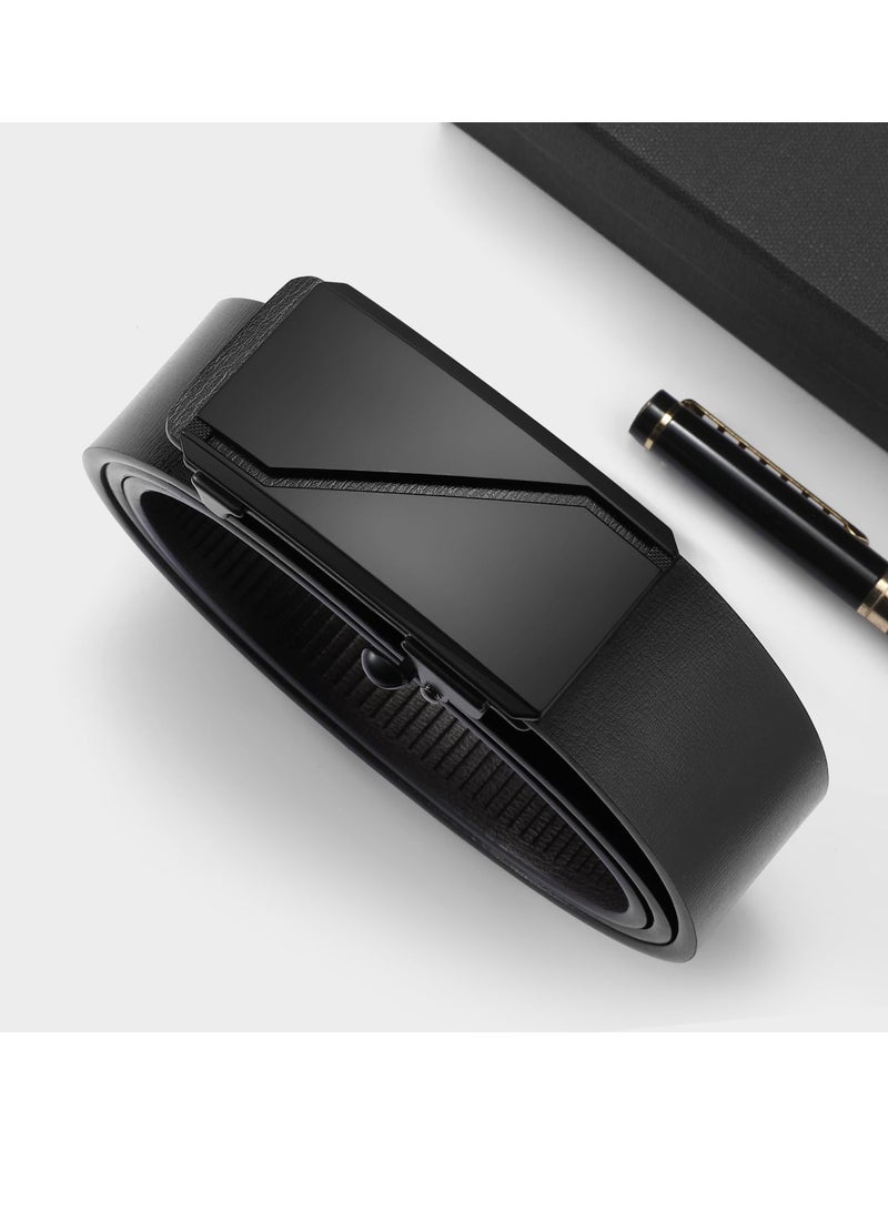 Leather Ratchet Belt for Men, Automatic Adjustable Click Buckle Belts, for Dress Casual Trim to Fit