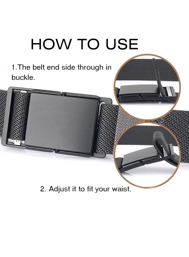 Mens Quick Release Elastic Belt, Outdoor Tactical Magnetic Buckle Stretch Webbed Work Golf Belts for Men, 3.4CM Wide