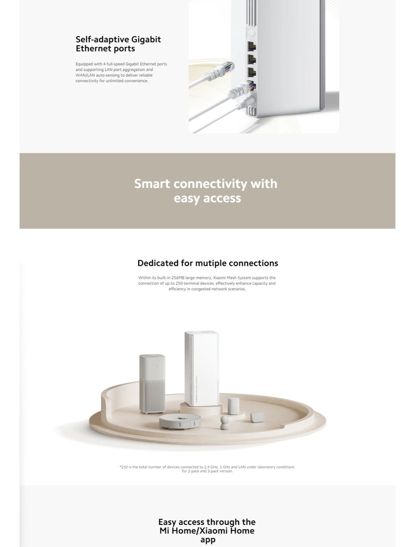 Mesh System AX3000 NE 2-pack,2.4GHz/5GHz Dual-band Wi-Fi 6 Speed Up To 3000Mbps NFC Supporting-Global Version White