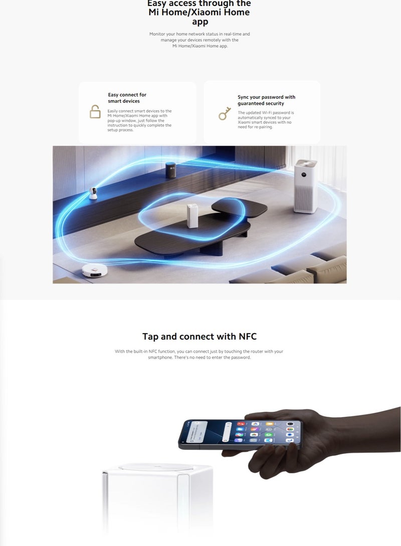 Mesh System AX3000 NE 2-pack,2.4GHz/5GHz Dual-band Wi-Fi 6 Speed Up To 3000Mbps NFC Supporting-Global Version White