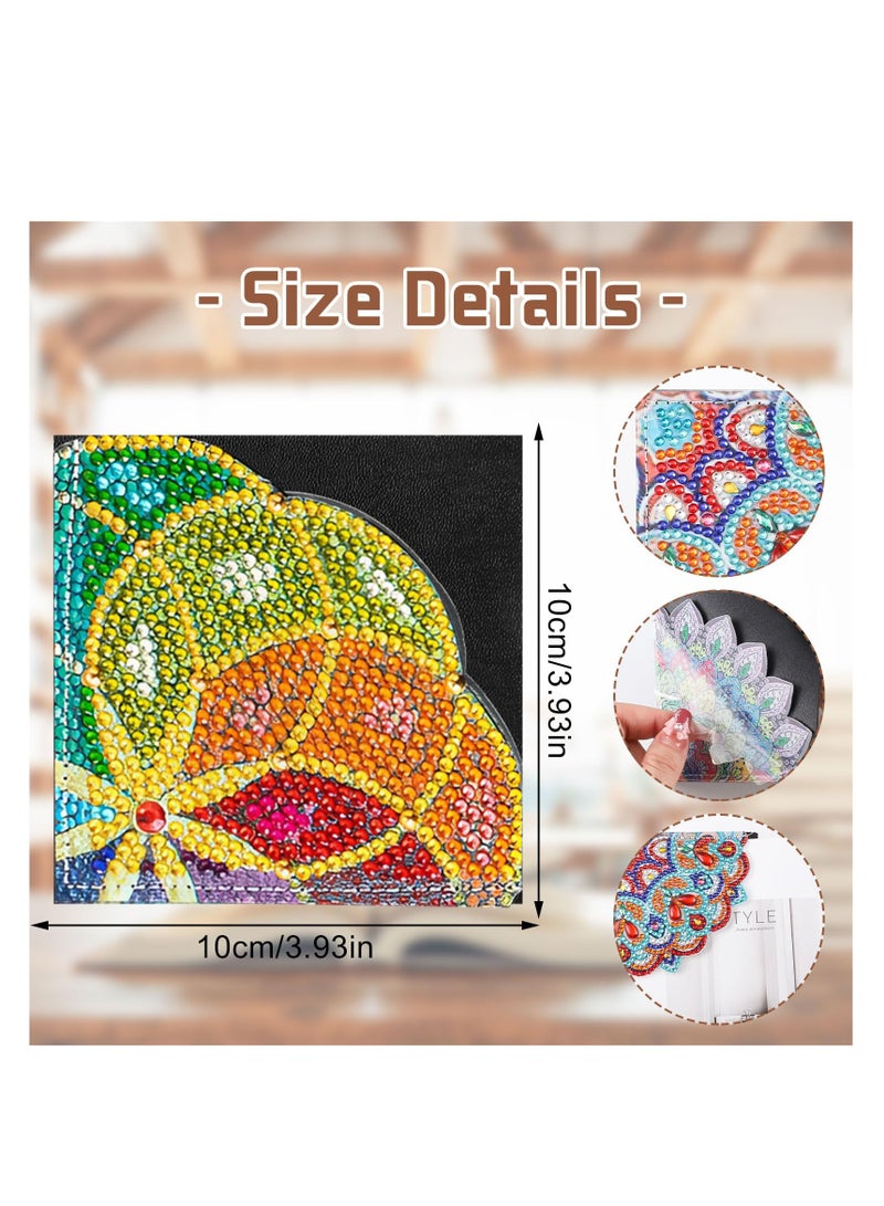 DIY Diamond Painting Bookmarks Set, 6 Pcs Triangle Rhinestone PU Leather Art Kits for Adults and Kids, Perfect for Home, Office and School Reading