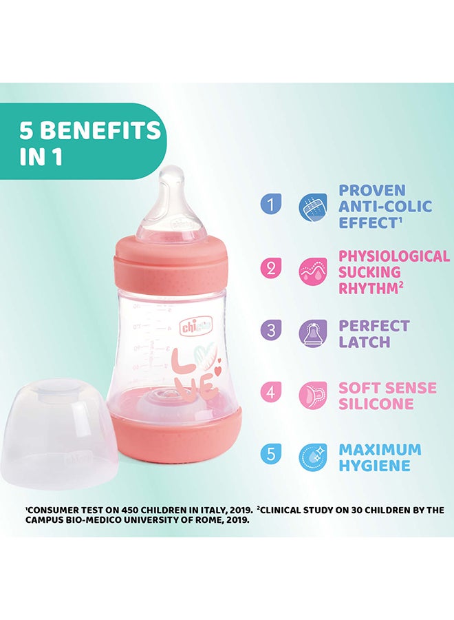 Perfect 5 Feeding Bottle 150, Slow Flow, 0 Months+, Silicone, Pink