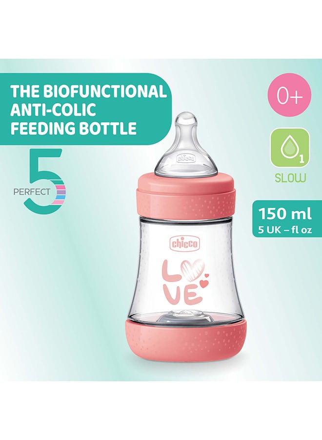 Perfect 5 Feeding Bottle 150, Slow Flow, 0 Months+, Silicone, Pink