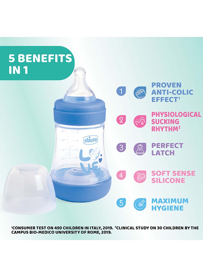 Perfect 5 Feeding Bottle 150, Slow Flow, 0 Months+, Silicone, Blue