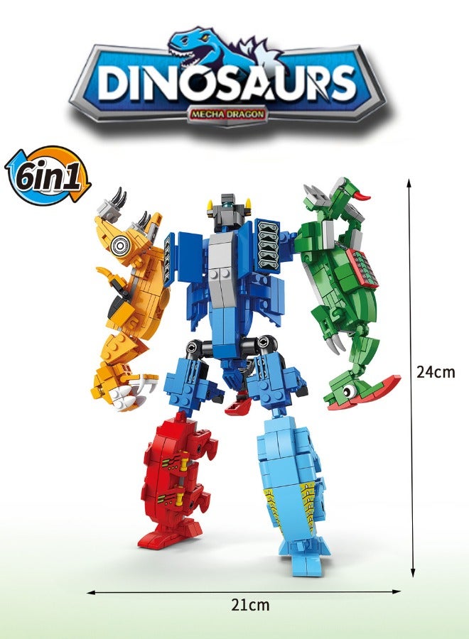 6 in 1 Dinosaurs Building Blocks Set, Dinosaur Mecha Building Toys, Dinosaur Transforming Toy Set, STEM Learning Building Blocks Set, Gifts for Kids Age 6+ Year Old (669 PCS)