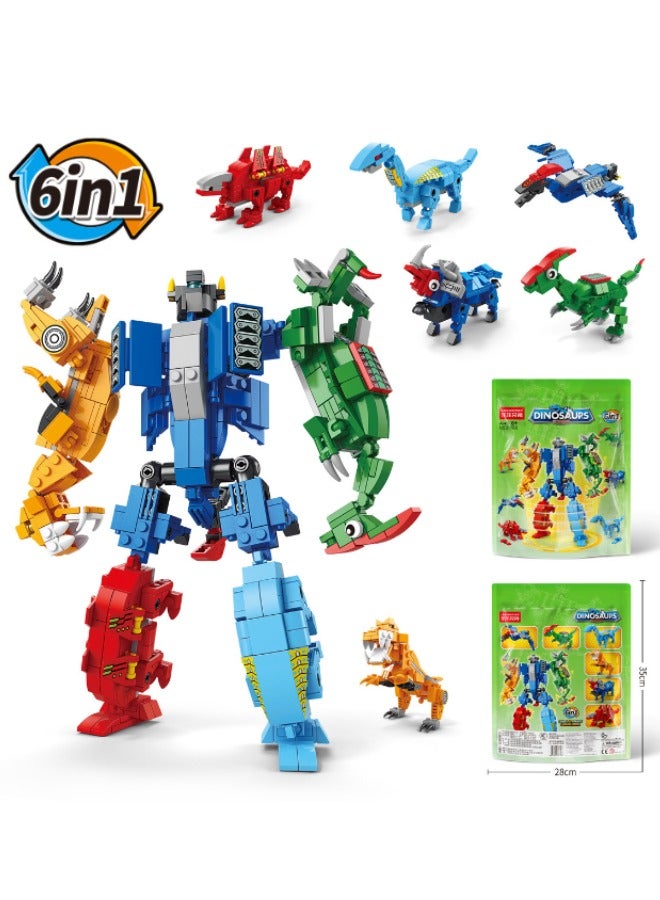 6 in 1 Dinosaurs Building Blocks Set, Dinosaur Mecha Building Toys, Dinosaur Transforming Toy Set, STEM Learning Building Blocks Set, Gifts for Kids Age 6+ Year Old (669 PCS)