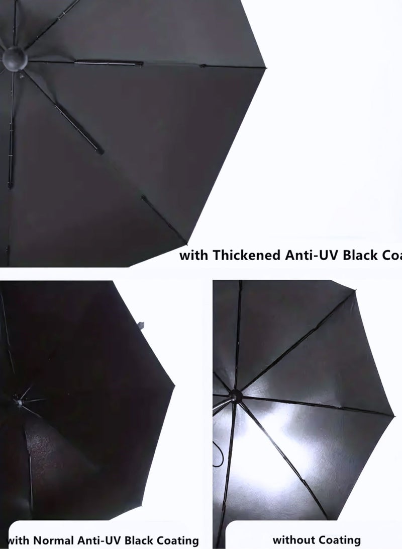 Portable UV Protection Umbrella - windproof, small - compact, lightweight, sturdy, mini, folding and portable for men and women, 5-foldlightweightseries-6bones+capsules (Black)