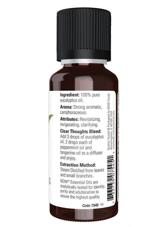 Essential Oils, Eucalyptus Oil, Clarifying Aromatherapy Scent, Steam Distilled, 100% Pure, Vegan, Child Resistant Cap, 1-Ounce
