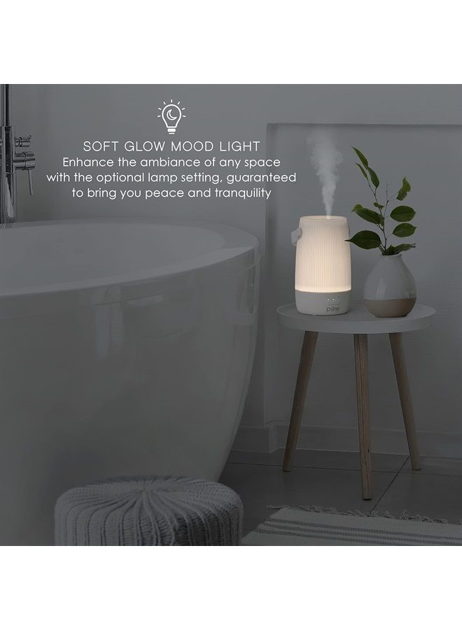 ® PureSpa™ Zen Cordless Essential Oil Diffuser & Light - Portable Travel-Friendly Aroma Diffuser Lasts 7.5 Hrs, Optional Mood Light, 2 Mist Settings, Optional Timer, & Auto Shut-Off