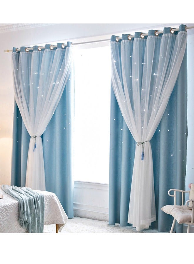 Blackout Curtains, Decorative Thread Foil Blackout Curtains, Thermal Insulated Room Darkening Curtains for Bedroom Living Room