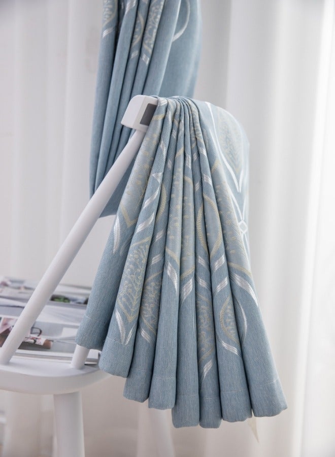1 Panel Fabric Nation Blackout Curtains Silver Foil Print Thermal Insulated Room Darkening Curtains Grommet Curtains for Bedroom Living Room 100x250cm Baby Blue