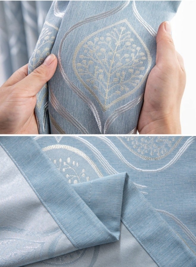 1 Panel Fabric Nation Blackout Curtains Silver Foil Print Thermal Insulated Room Darkening Curtains Grommet Curtains for Bedroom Living Room 100x250cm Baby Blue