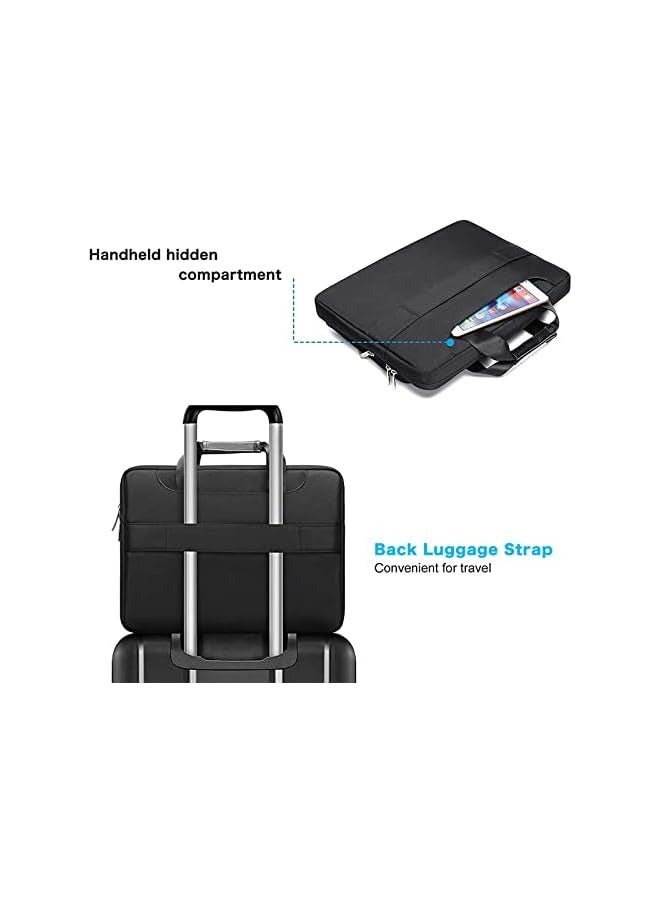 MOSISO Laptop Shoulder Messenger Bag Polyester Briefcase Sleeve with 4 Front Zipper Pockets & Belt